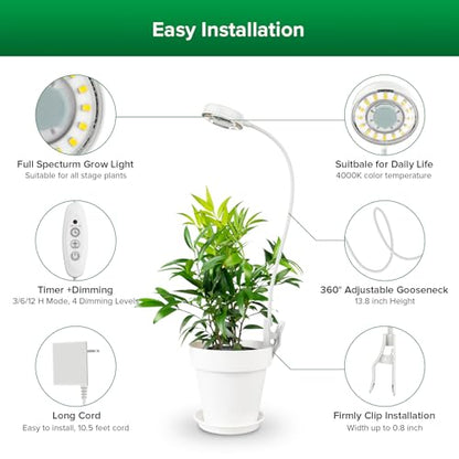 SANSI Grow Lights for Indoor Plants, Pot Clip-On Plant Lights, 10W 1-Pack - size: 1-Pack