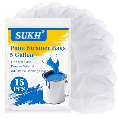 Sukh 15pcs Paint Strainer Bag - 5 Gallon Paint Filter Mesh Strainer Bucket