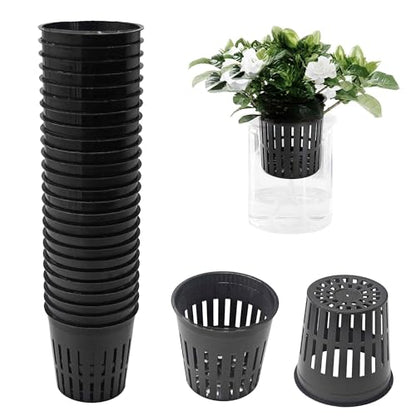 25PCS 2 Inch Net Pots for Hydroponics Slotted Mesh Net Cups Wide Lip Planting Baskets for Orchids Vegetables Indoor Outdoor Plant Growing - size: 25pcs