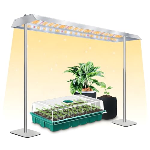 SDOVUERC 60W High-Power Full Spectrum Grow Lights Stand for Indoor Plants. - color: Silver