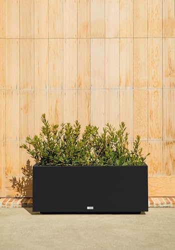 Veradek Block Series Long Box Planter - Rectangular Outdoor Planter - color: Black, size: Large - 2 Pack