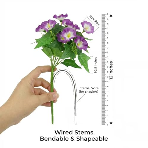 Qfglly 6 Bundles Artificial Morning Glories Silk UV Resistant12 Outdoor