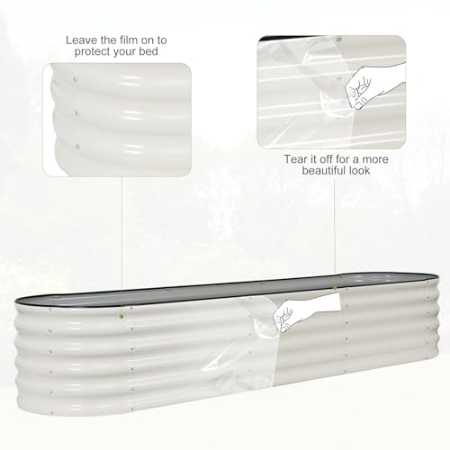 Galvanized Raised Garden Bed Outdoor- 8x2x1.4FT Planter Box, White - color: White, size: 8x2x1.4ft