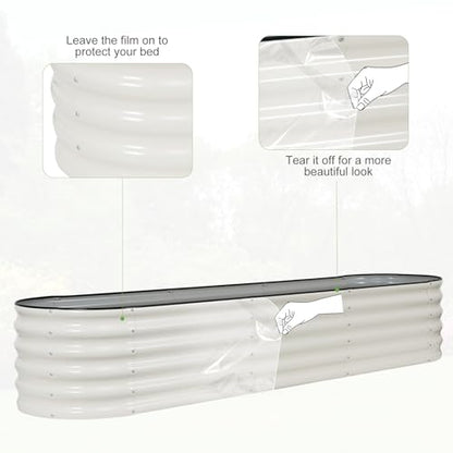 Galvanized Raised Garden Bed - 2 Pcs 8x2x1.4FT Planter Box, White - color: White, size: 8x2x1.4FT