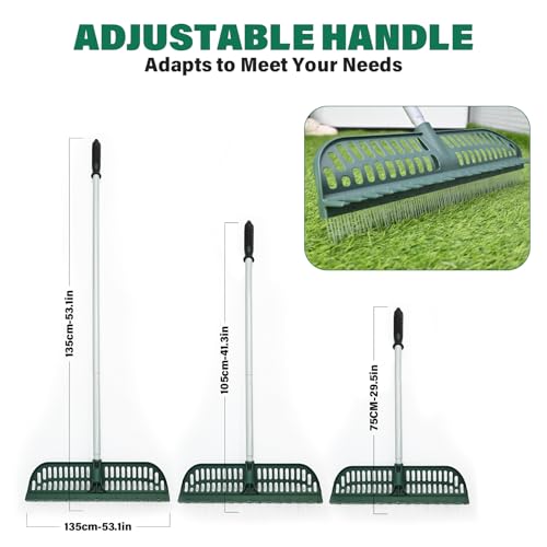 SOYUS Artificial Turf Rake, 2-in-1 Turf Sweeper for Carpets & Garden Lawns