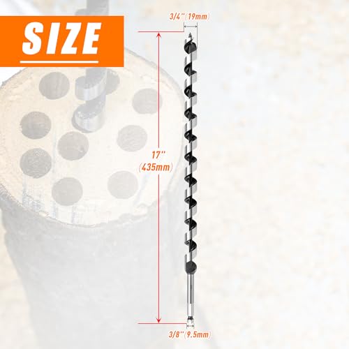 3/4 Inch x 17 Inch Auger Drill Bit for Wood,3/4 Inch Hex Shank - size: 3/4" x 17"