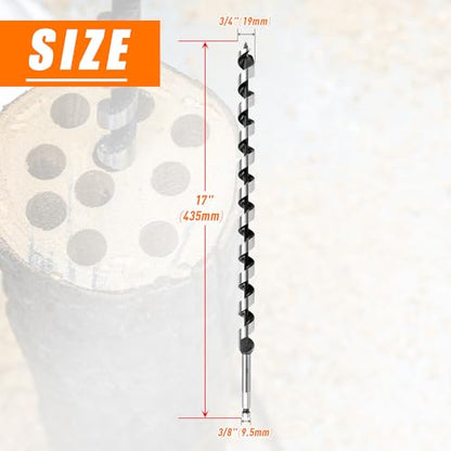 3/4 Inch x 17 Inch Auger Drill Bit for Wood,3/4 Inch Hex Shank - size: 3/4" x 17"