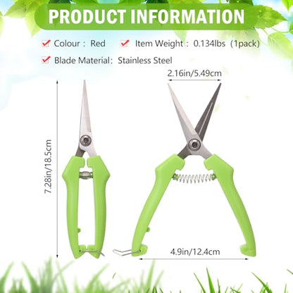 Lasnten 20 Pcs Pruning Shears 7.2" Bud Trimming Scissors, Green - color: Green