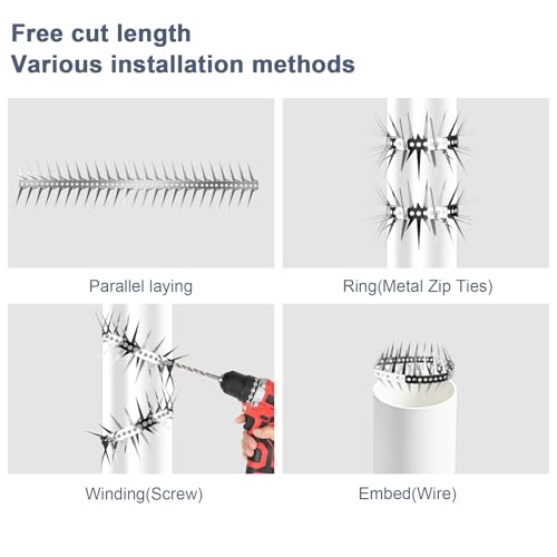 Bird Spikes 65 FT Anti Climb Spikes Stainless Steel Bird Squirrel Deterrent - size: 65 FT