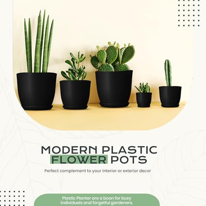 Plant Pots Indoor with Drainage, 10 Pack Multi-Size Planters Set, Black - color: Black, size: Pack of 10