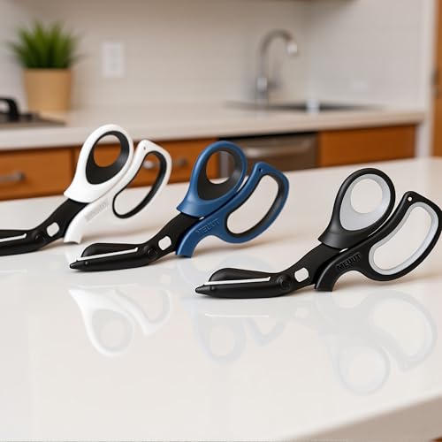 MEUUT All Purpose Scissors 8 Inch 3 Pack utility scissor for Heavy Duty Use - color: Black+navy+white