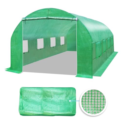YardGrow Greenhouse Replacement Cover Larger Walk in Outdoor Plant Gardening Greenhouse (Frame Does NOT Included) (Green, 20'x10'x7') - color: Green, 20'x10'x7'