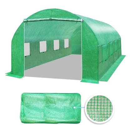 YardGrow Greenhouse Replacement Cover Larger Walk in Outdoor Plant Gardening Greenhouse (Frame Does NOT Included) (Green, 20'x10'x7') - color: Green, 20'x10'x7'