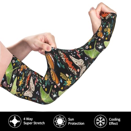 Bulldog Cooling Arm Sleeves Sunscreen Arm Cover With Thumb Hole - color: Magic Butterflies