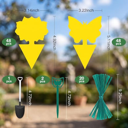 96 Pack Yellow Sticky Fungus Gnat Traps for House Indoor & Outdoor Plants - size: 96 Packs
