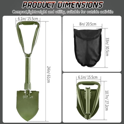 Olive Folding Camping Shovel, 24" High Carbon Steel Tool - color: Olive, size: 24'' Large