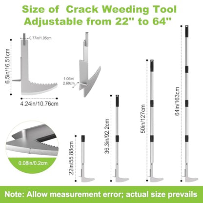 Crack Weeder Crevice Weeding Tool with 22'' to 64'' Adjustable Long Handle