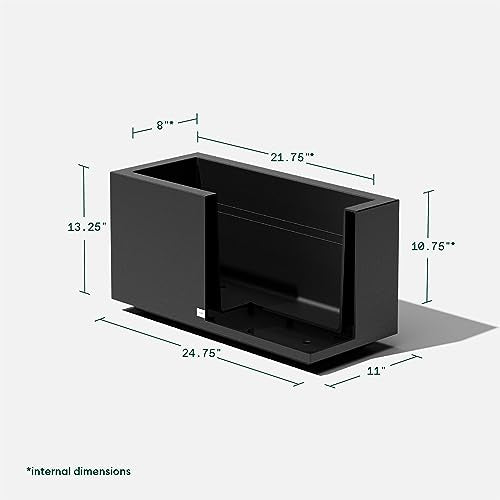Veradek Block Series Long Box Planter - Rectangular Outdoor Planter - color: Black, size: Small - 2 Pack