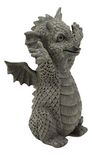 Ebros 5.25" Tall Hug Me Please! Small Baby Garden Dragon with Wide Open Arms Statue Fantasy Faux Stone Resin Finish Figurine - color: 5.25"tall Small Baby Dragon Hug Me Please