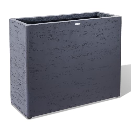 25"Tall Rectangular Outdoor Planter, Heavy‑Duty | Business&Home, Dark Gray - color: Charcoal Gray