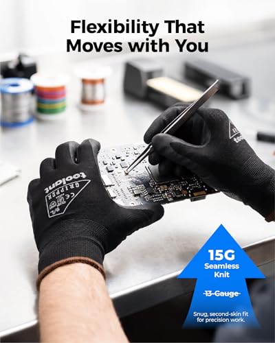 toolant Microfoam Nitrile Work Gloves with Grip, 6 Pairs, Black, Medium - color: Black-6pairs, size: Medium