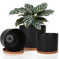 GARDIFE 3 Pack Cylinder Planter Set 10/9/8 Inch White Indoor Plant Pots - color: Black-brown