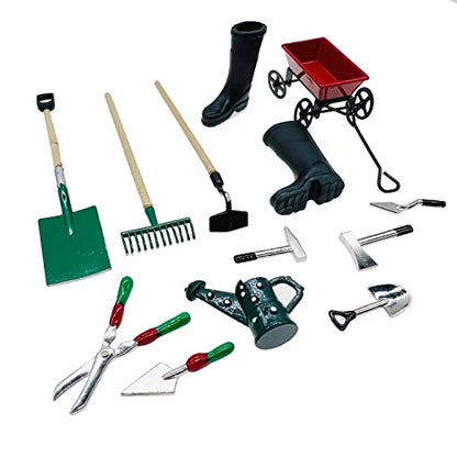 Cayway 16 PCS Mini Dollhouse Set - Garden Tools, DIY Miniature Fairy House Set