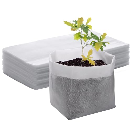 GREANER Plant Nursery Bags, 40 PCS 15.7""x14.2"" Garden Bags to Grow Vegetables, Non-Woven Biodegradable Plant Pots for Gardening Seed Plant Bag, Potato, Flower, Tomato Plant Starts, White - size: 15.7"x14.2"/40pcs