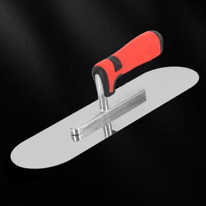 Concrete Tools Stainless Steel Pool Trowel, 10" x 3" Masonry Hand Tool with Soft Grip Handle, Lightweight, Plastering Trowel for Drywall Plastering Construction, Round End (Small:10"L x 3"W) - size: Small:10"L x 3"W