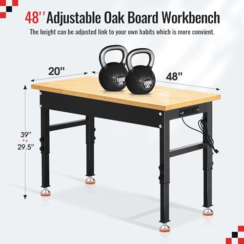 Antifir 48 * 20'' Adjustable Workbench, Heavy Duty Workstation - size: Socket|Rubber Pad|48"