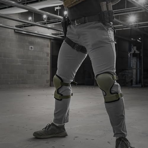 GRITR Tactical Knee Pads - Heavy Duty Knee Protectors, Range Green - color: Ranger Green, size: Regular