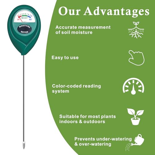 XLUX Green 2 Pack Soil Moisture Meter, Garden Lawn Indoor Outdoor Use - color: Green 2 Pack