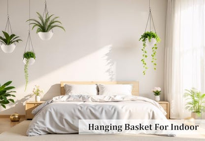 Hanging Planters 8 Inch & 10 Inch, 4 Pack Self Watering Baskets, White - color: White, size: 8 and 10 Inch-4P
