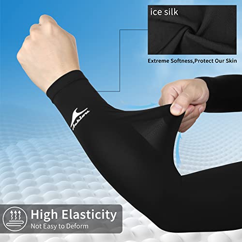 Achiou Volleyball Arm Sleeves for Women, Cooling Ice Silk Sun Sleeves Youth - color: 2 Pairs: Black
