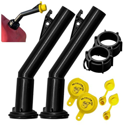 Mr Yellow Cap Gas Can Spout Replacement For 𝐎𝐥𝐝 𝐒𝐭𝐲𝐥𝐞 𝐁𝐥𝐢𝐭𝐳 𝐂𝐨𝐧𝐭𝐚𝐢𝐧𝐞𝐫𝐬 𝐎𝐍𝐋𝐘 - 2 Can Nozzle, 2 Rings, 2 Gas Caps, & 2 Gas Vents, Fuel Can Spout Replacement, Gas Tank Nozzle - size: 2-Pack Spouts&Vents Kit
