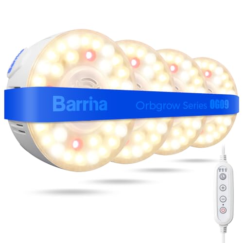 Barrina OG09 Puck Grow Light, 36W(4 x 9W), 660nm Red LEDs, Timer, 4 Packs - color: GrowForce Spectrum-White Cover, size: 4 Packs with Timer