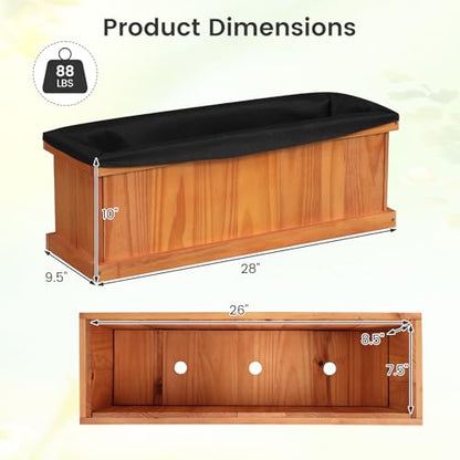 HAPPYGRILL Wood Raised Garden Bed with Drainage Holes & Liner - color: Orange, size: 28" x 10" x 10"