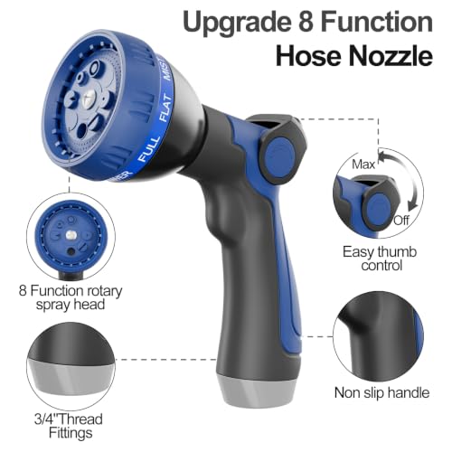 SPECILITE 75ft 304 Stainless Steel Metal Hose (Black) with Blue Nozzle - color: Black, size: 75 ft
