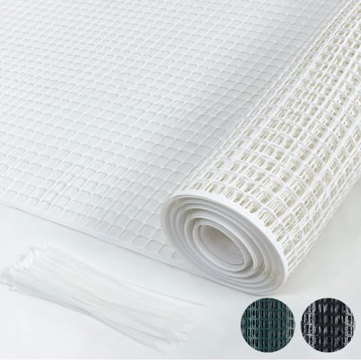 PotatoLife White Plastic Garden Fence, Hardware Mesh, 40'' x 25' - color: White, size: 40'' x 25'