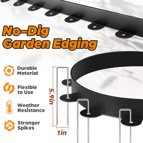 Jorvila No Dig Landscape Edging Kit, 1.5" x 40' Plastic Garden Edging - size: 1.5in x 40FT