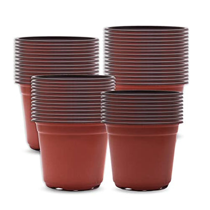 HOSTIC 6.6 Inch Nursery Pot Seedling Pot Plant Container Seed Starting Pots Multipurpose Plastic Pots 100 Packs - size: 6.6 Inch