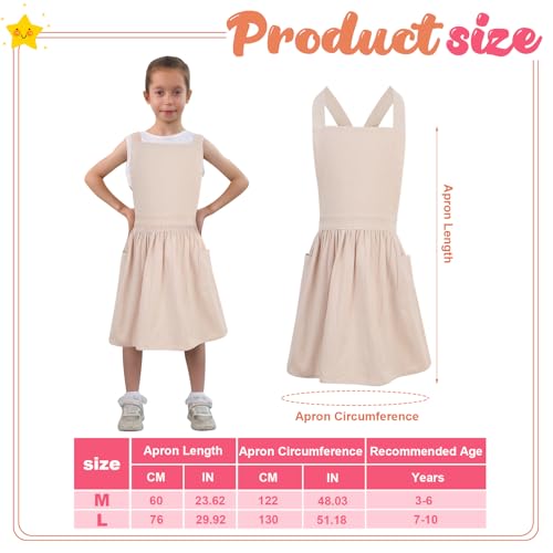 Kids Pinafore Apron, Cross Back Apron, Japanese Style Bib Aprons Home Clothes - color: Beige, size: 76 x 130 cm