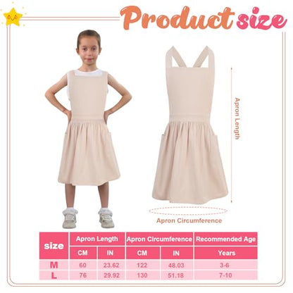Kids Pinafore Apron, Cross Back Apron, Japanese Style Bib Aprons Home Clothes - color: Beige, size: 76 x 130 cm