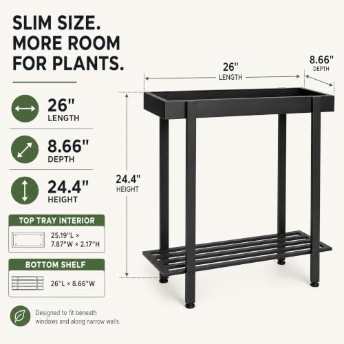 Honla 2 Tier Metal Plant Stand,Indoor Outdoor Plant Table for Window,Black - color: Black