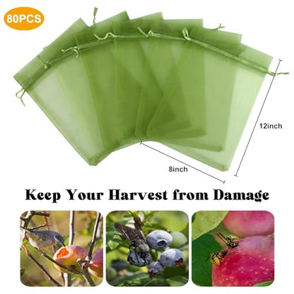80 Pcs Fruit Protection Bags, 8 x12 Inch Fruit Tree Netting Mesh Bags