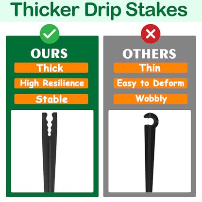 100 Pieces Drip Irrigation Support Stakes for 1/4 Inch Drip Tubing, 1/4" Tubing Hold Stakes Tool for Irrigation System Hose & Emitter Support for Vegetable Flower Beds Lawn Supplies - size: 1/4" Drip Stakes