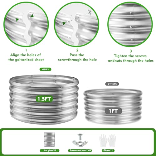 YSEJOMP 17" Tall 32" Diameter Round Raised Garden Bed Kits Outdoor Silver - color: Silver, size: 32 Dia X 16.5 inches