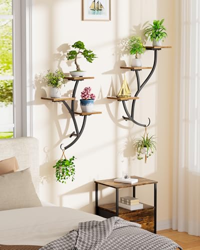 2 Pack Wall Mounted Plant Holder, 6-Tier Hanging Planters for Indoor Plants