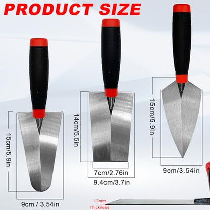3 Pieces Masonry Trowel Carbon Steel Bricklaying Hand Tool Set - size: 6"--3 Pcs