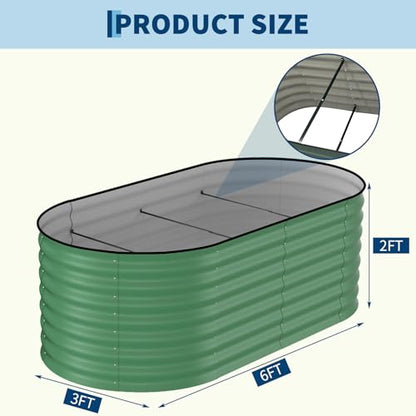 Garvee 2 Pack 6X3X2ft Galvanized Raised Garden Bed, Oval Metal Planter Box - color: Green-oval, size: 6x3x2ft 2pcs
